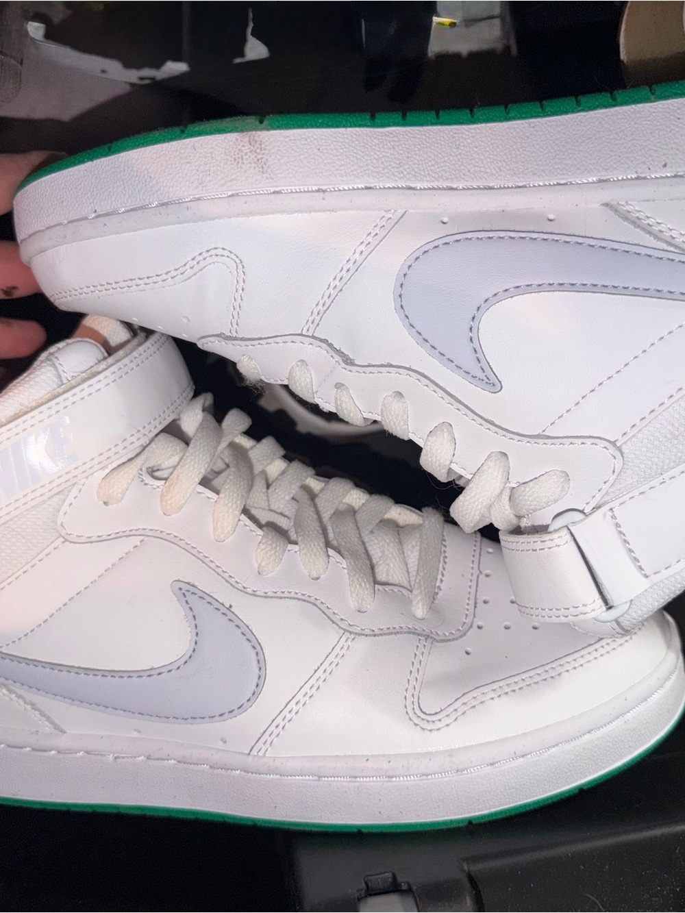 Nike court borough White High-Top Sneakers with Green Outsole